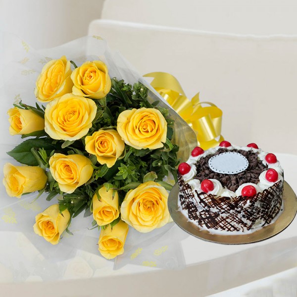 Yellow Roses and Cake